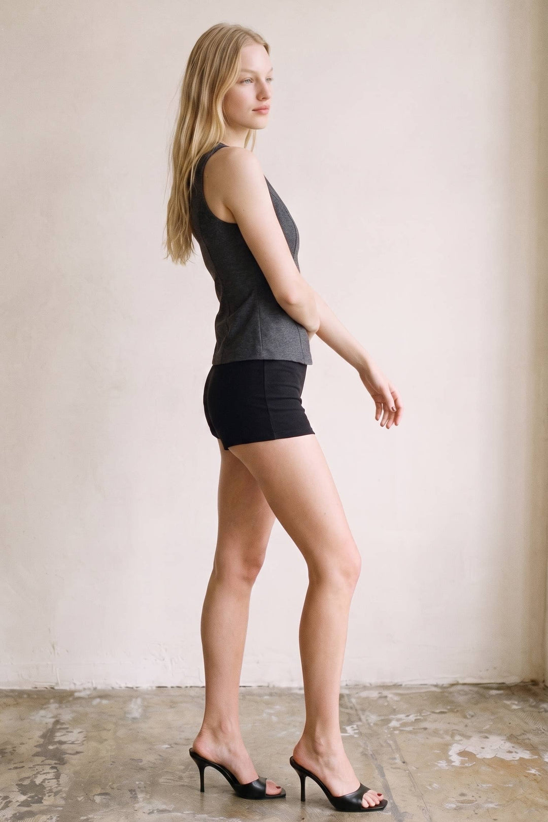 Stretch Knit Sleeveless Peplum Top