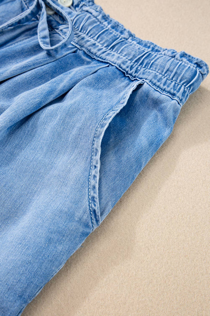 Women Blue Drawstring Shorts