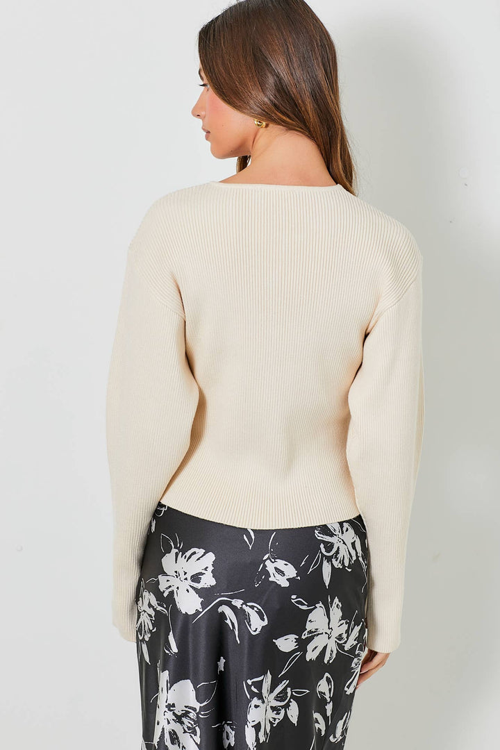 BUTTON RIBBED SWEATER