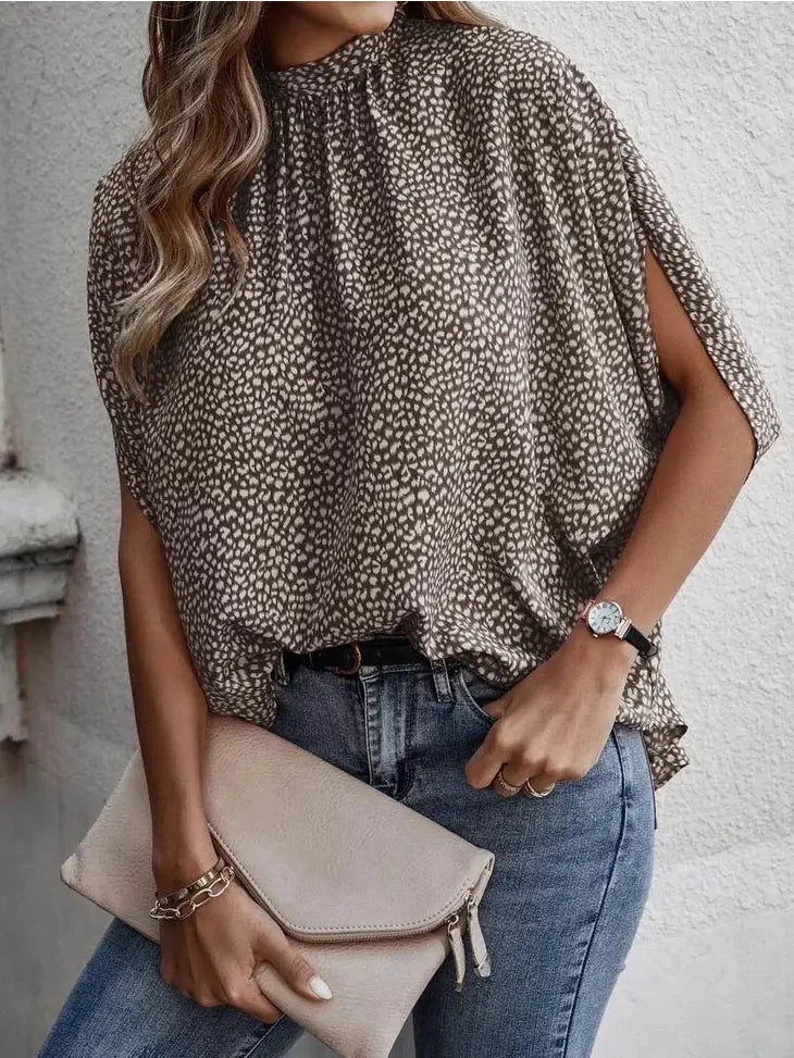 Mock Collar Winged Blouse