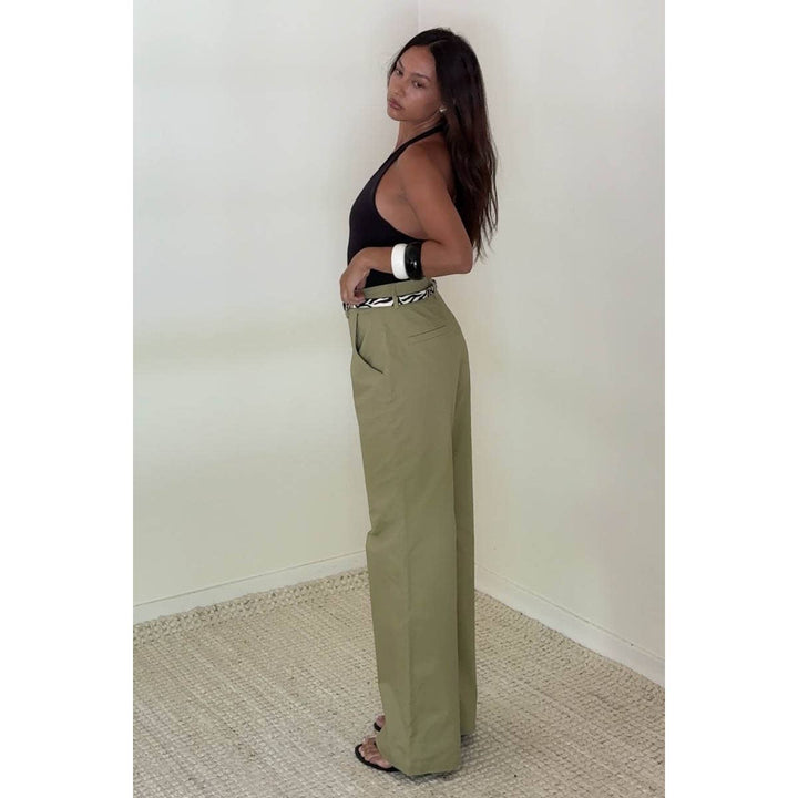 COTTON WIDE STRAIGHT LEG PANTS