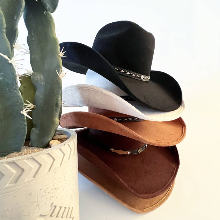 Unisex Vegan Suede Western Cowboy Hat: Black / Large
