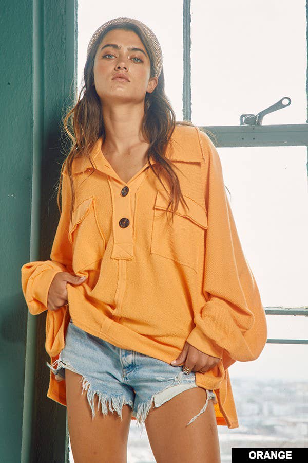 Burgundy French Terry Knit  Loose Fit Top