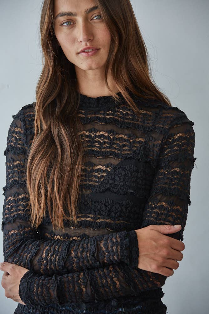 Lace See Through Mock Top