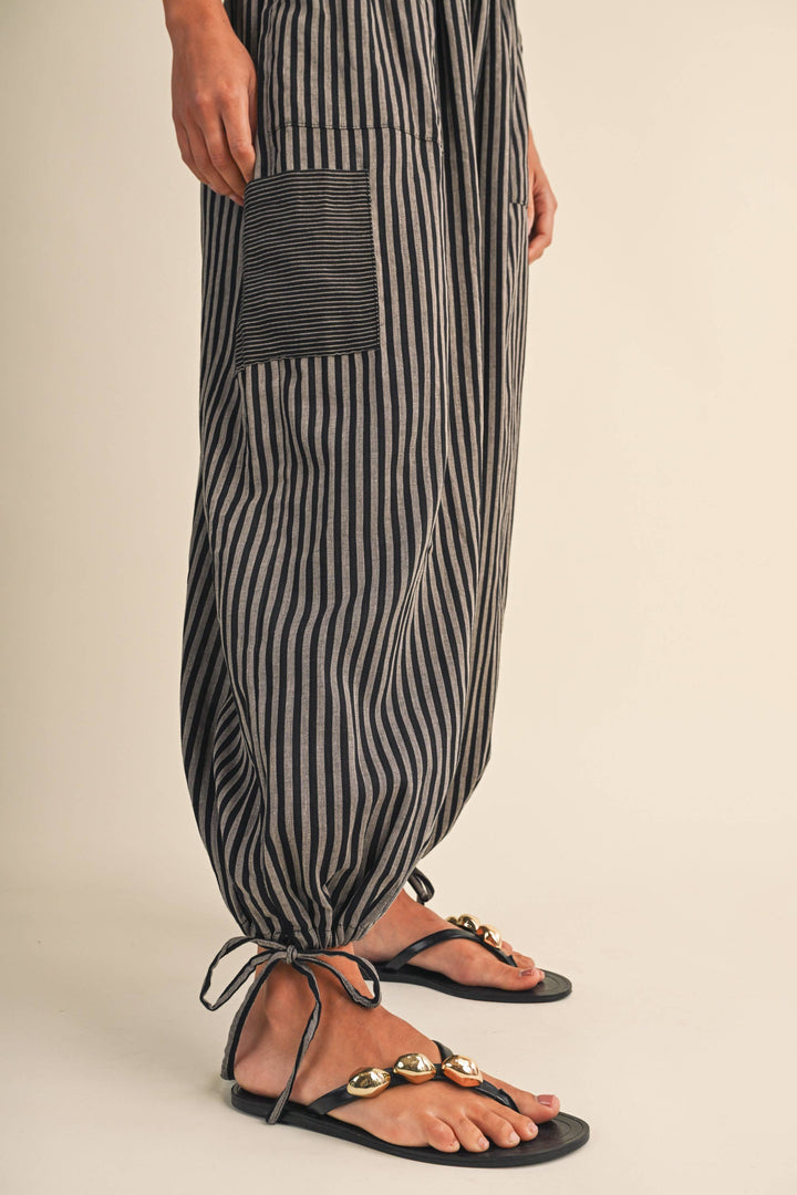 STRIPED DOUBLE GAUZE BALLOON PANTS