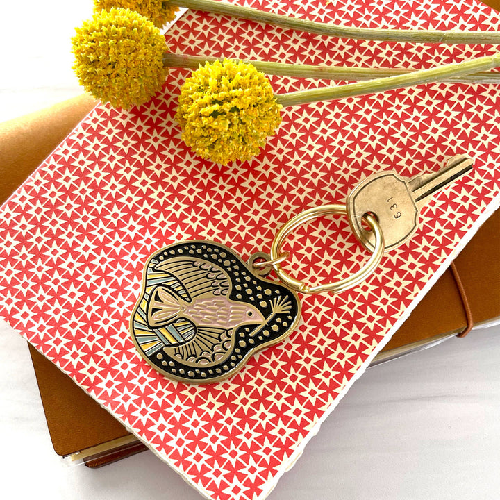 Folk Guide Bird Enamel Keychain