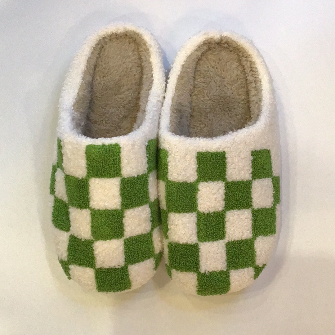 Green Check Slippers