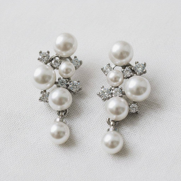 Pearl &amp; Zirconia Drop Earrings