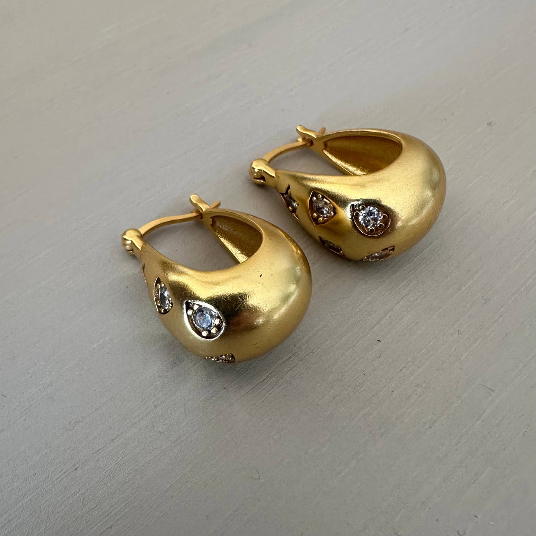 18K Gold Plate Brass City Girl Hoops