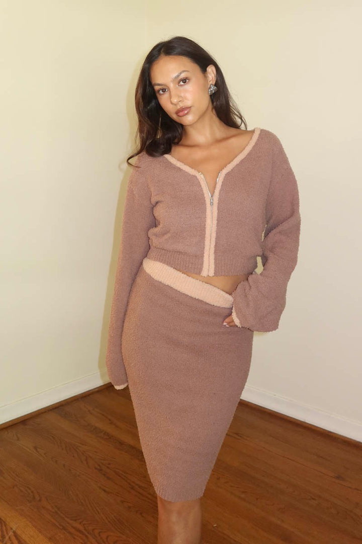 Crop Vneck Top Top Mini Skirt Set
