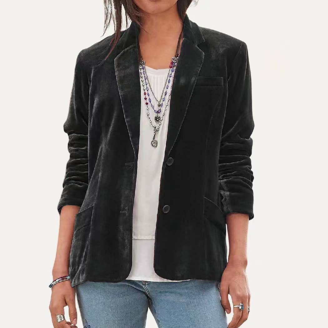 Velvet Button Blazer