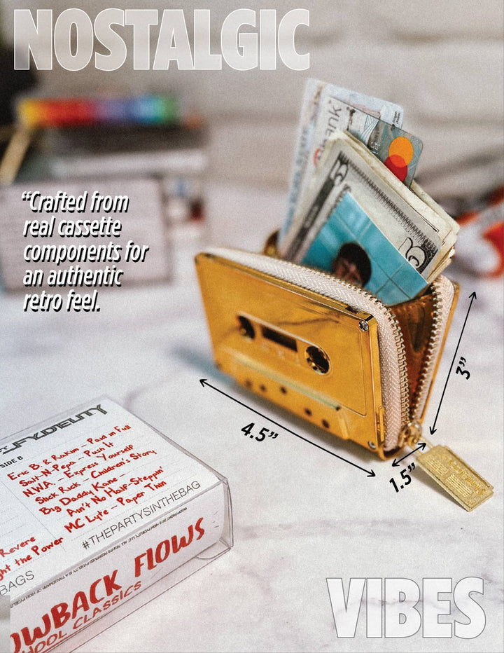 Retro 80s Cassette Wallet- Tape Gold
