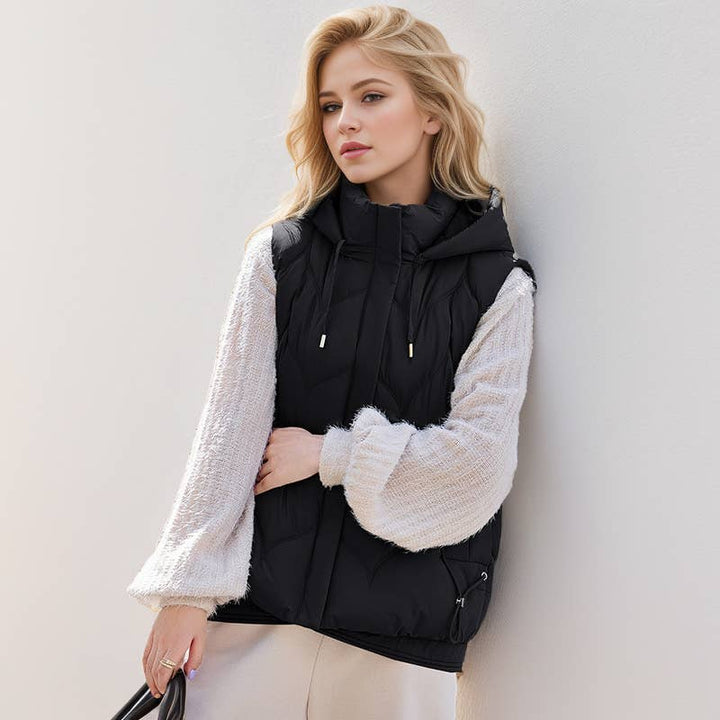 Puffer vest with Hoodie : Khaki