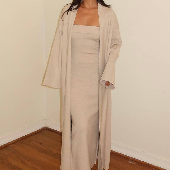 Knitted Long Cardigan & Dress Set