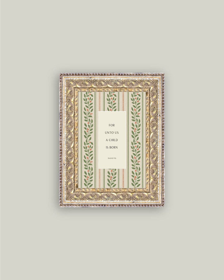 A Child is Born Framed Antique Art