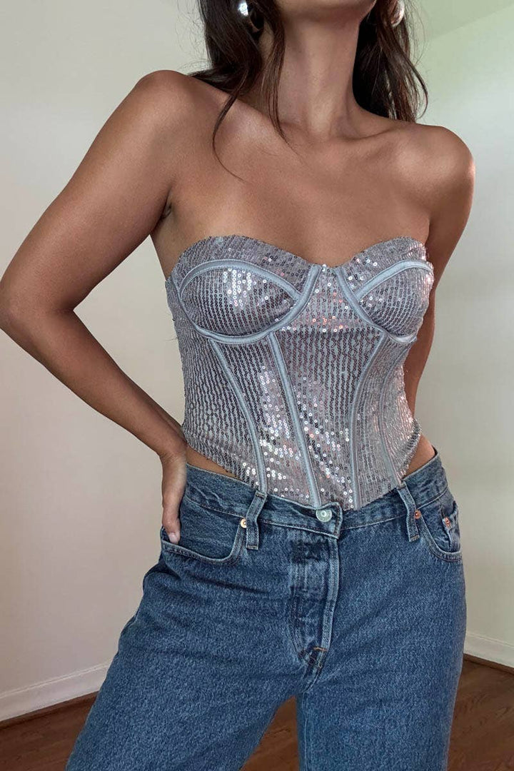 SEQUINS CORSET TOP
