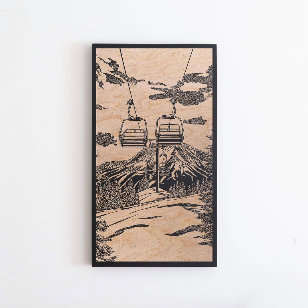 Vintage Chairlift Engraved Illustration
