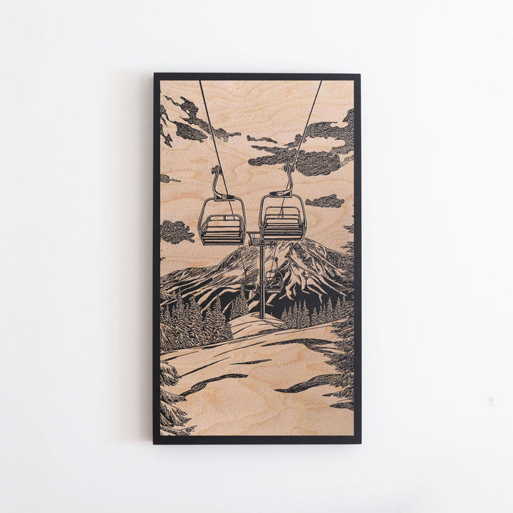 Vintage Chairlift Engraved Illustration