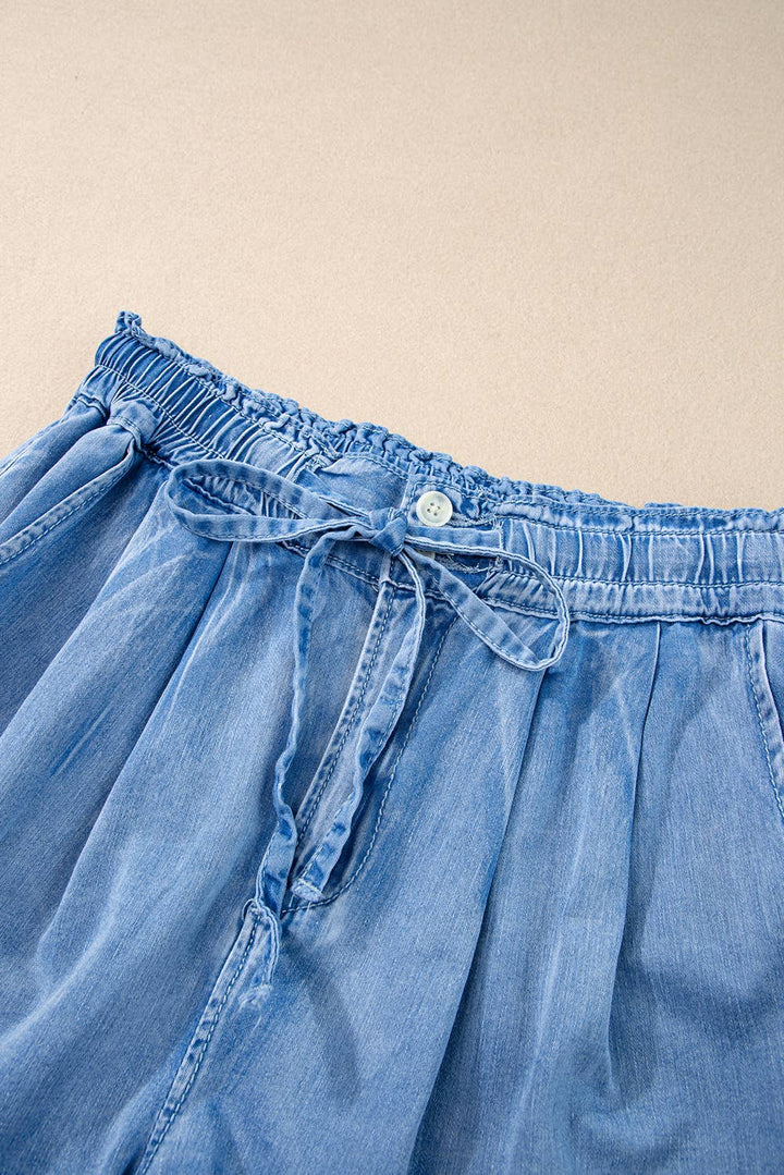 Women Blue Drawstring Shorts