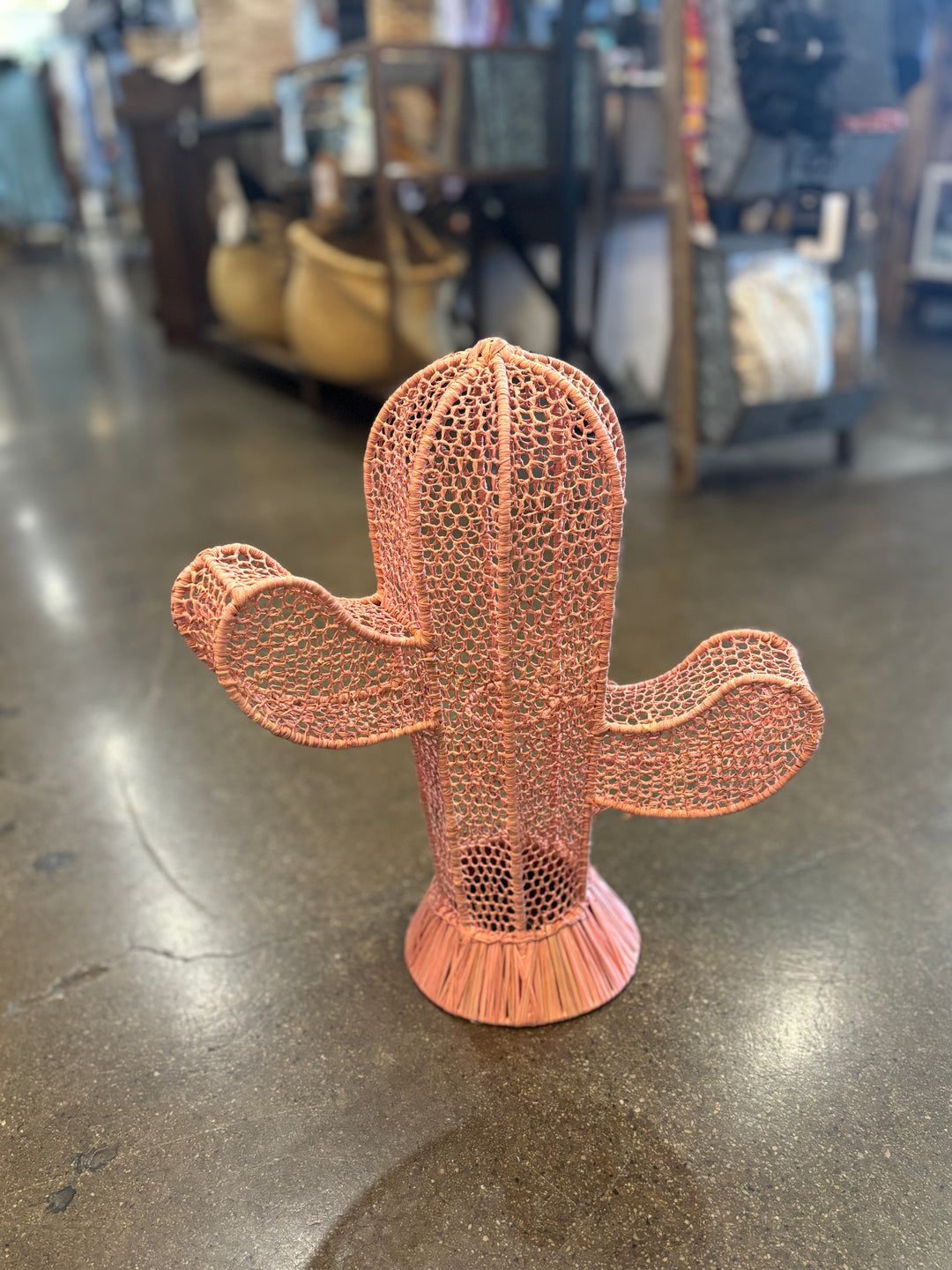 Small Woven Raffia Cactus