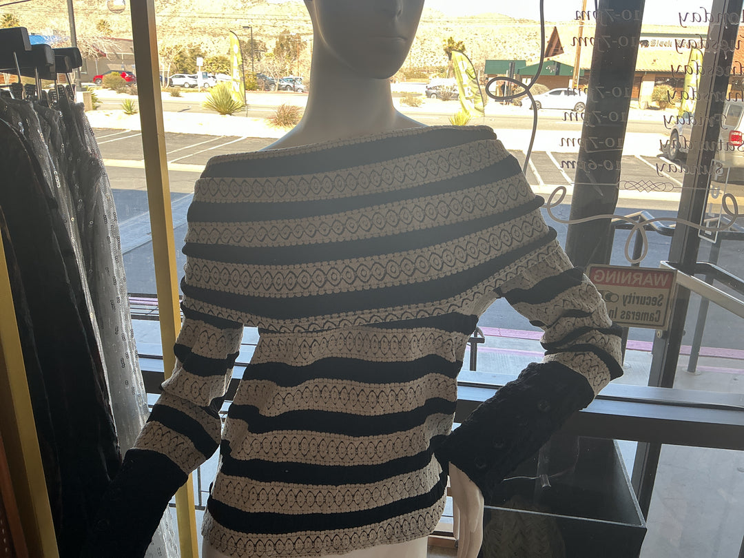 Off Shoulder Contrast Sweater
