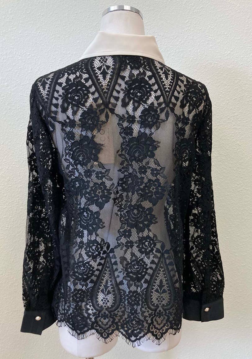 Collar Button up Lace Top