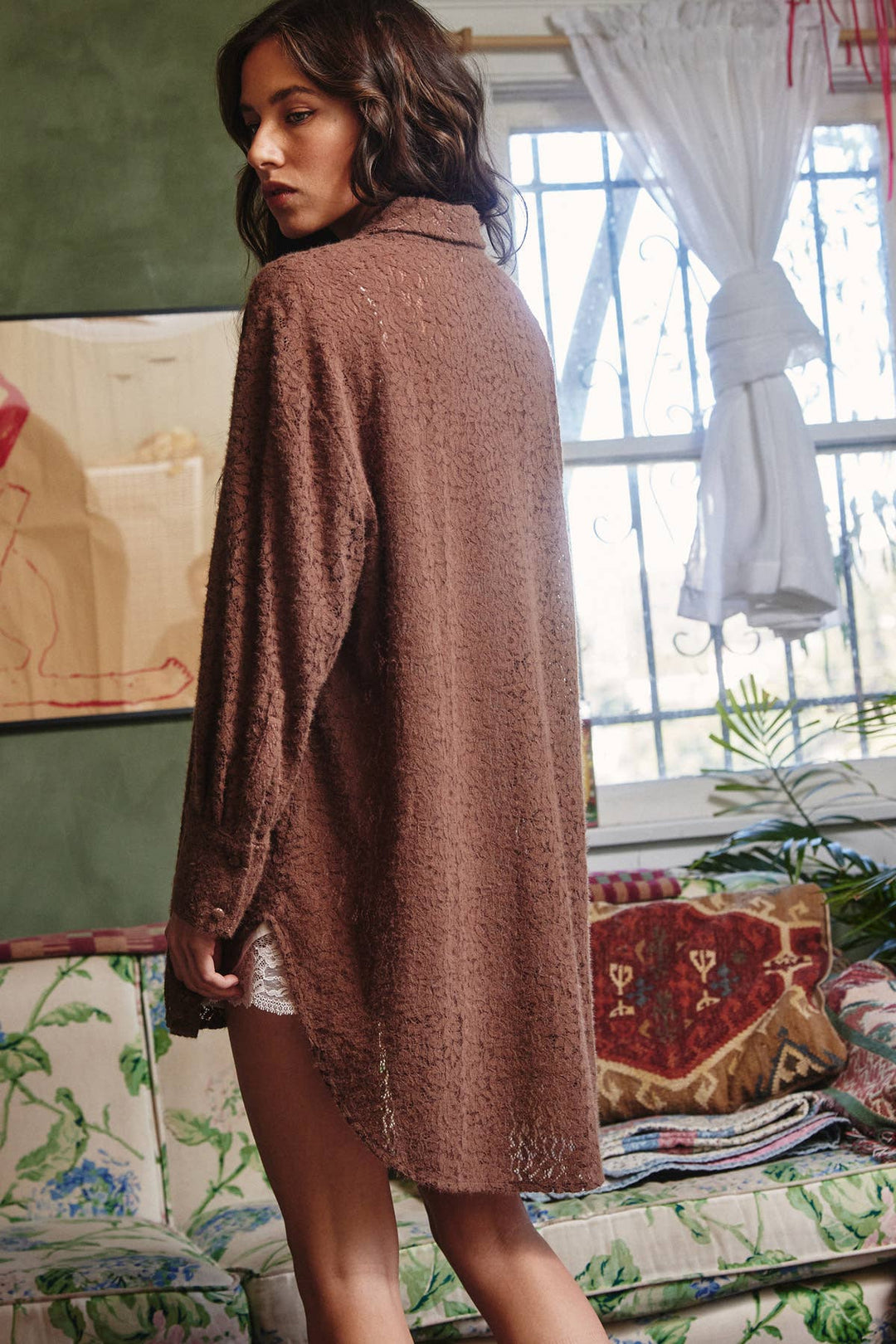 Brushed Lace Tunic Shirt