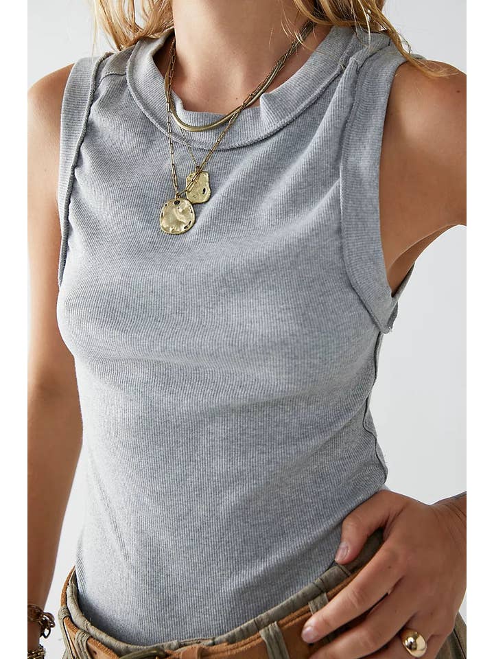Ribbed Hemmed Tank Top
