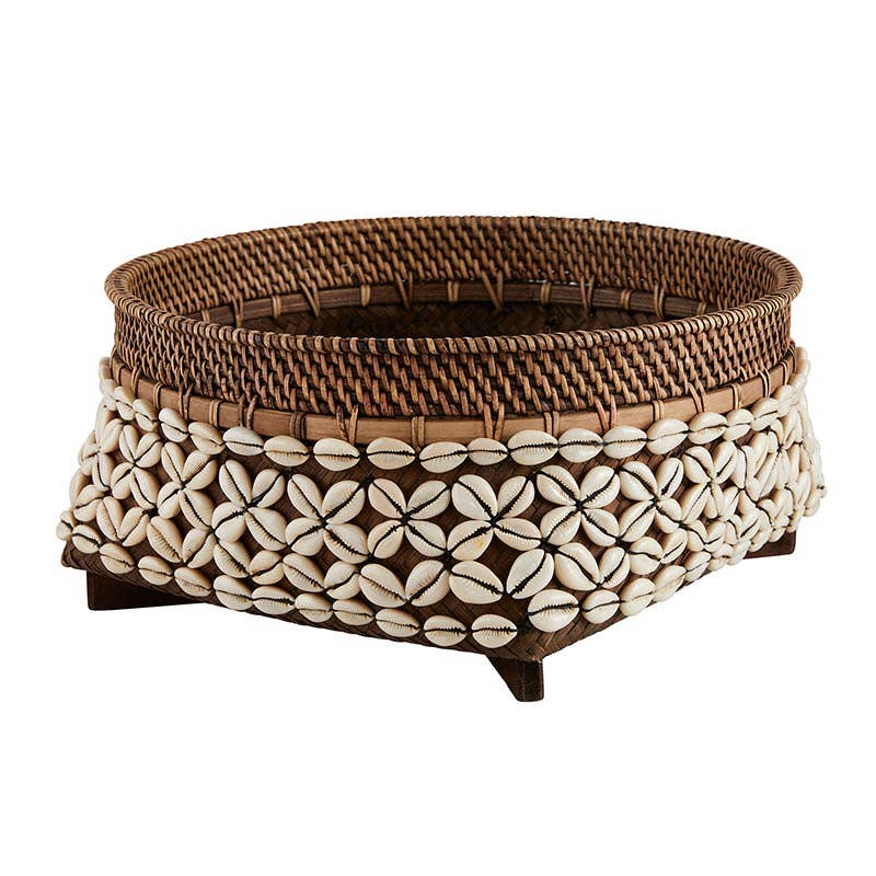 Rattan Cowrie Baskets - Set of 3