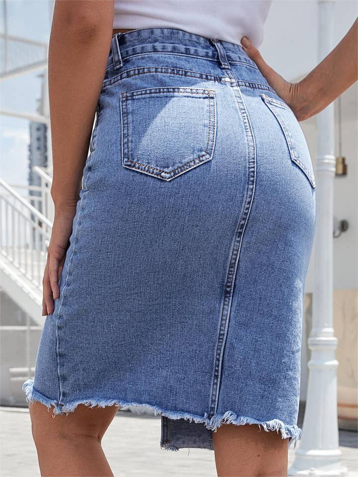 High Waist Midi Denim Skirt