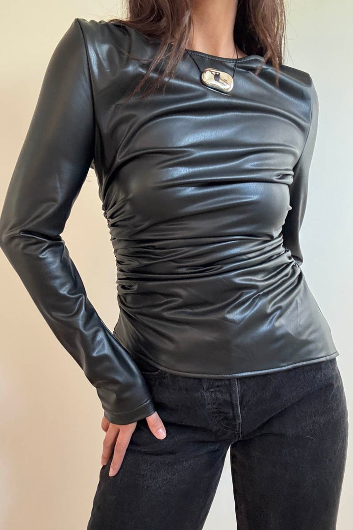 Asymmetric Hem Long Sleeves Top