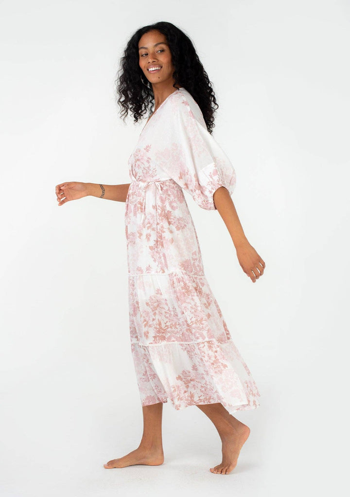 Floral Dolman Tiered Maxi Dress