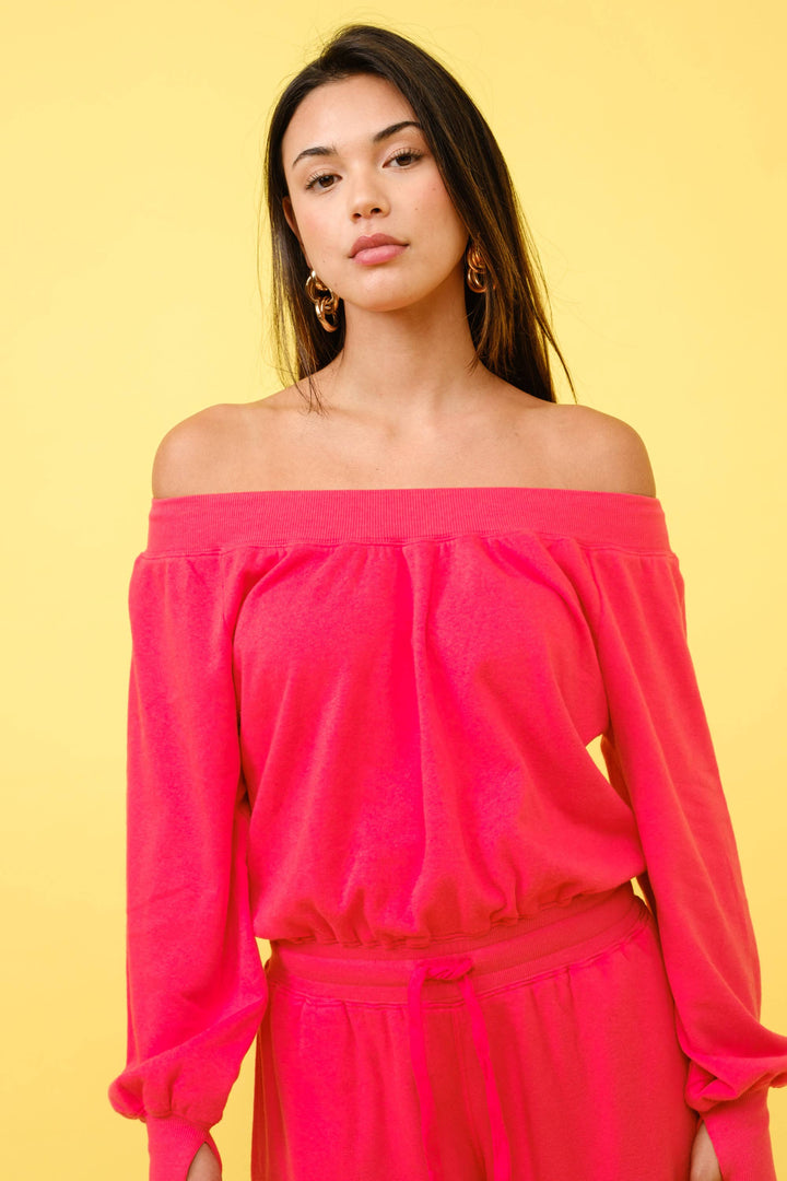 FRENCH TERRY OFF SHOULDER JUMPSUIT
