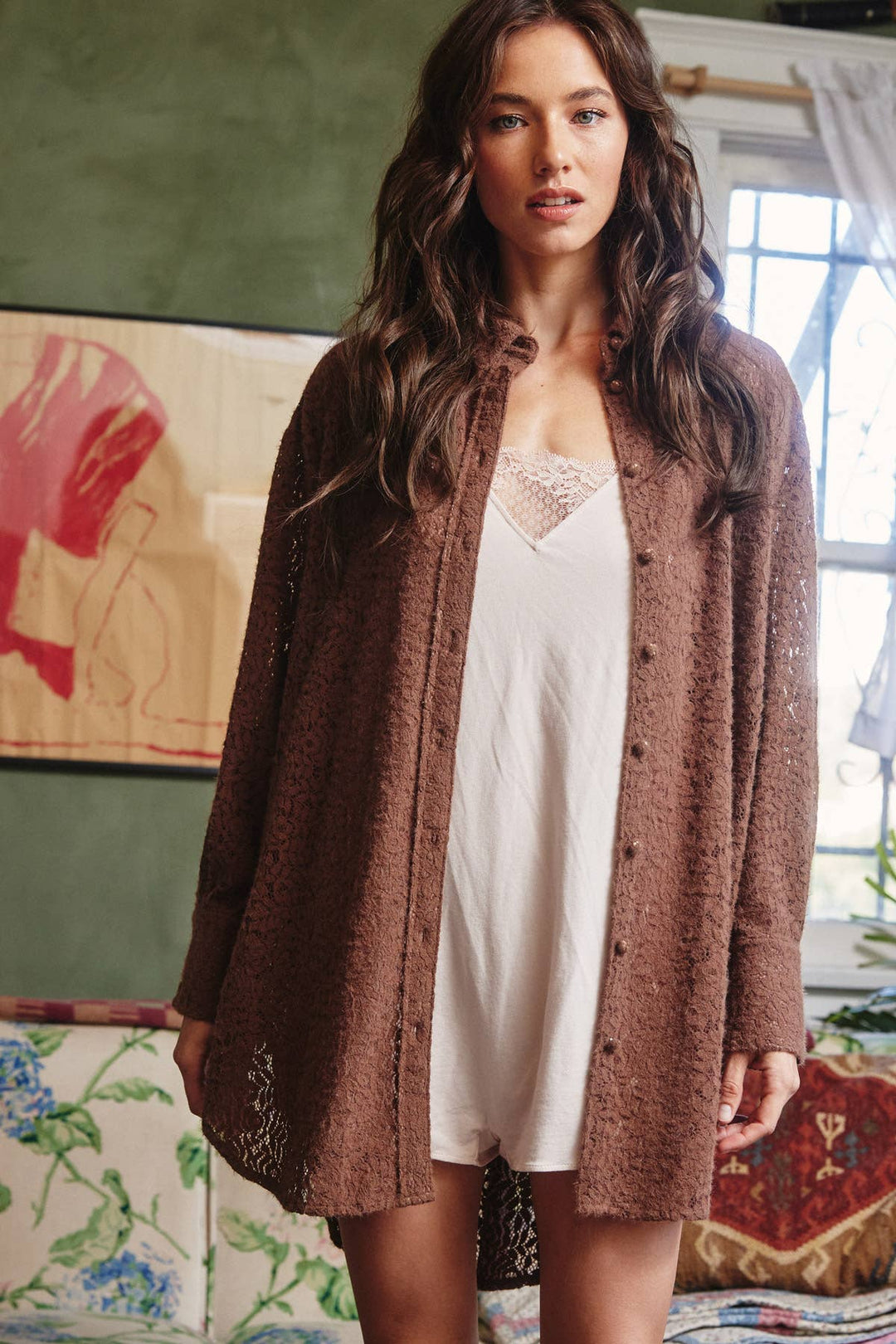 Brushed Lace Tunic Shirt