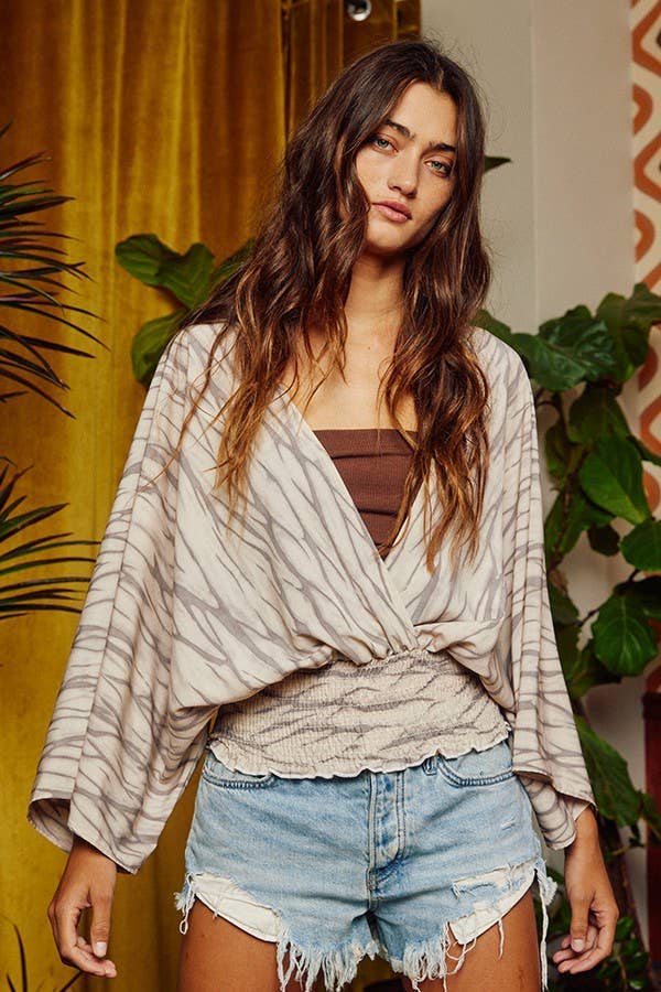 Smock Waistband Kimono Top