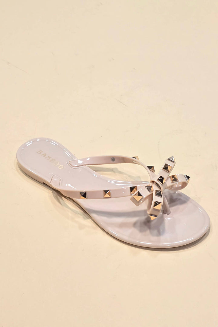 STUD BOW BLACK JELLY THONGS