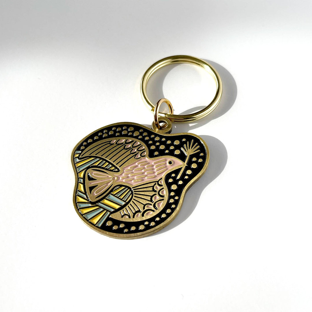 Folk Guide Bird Enamel Keychain
