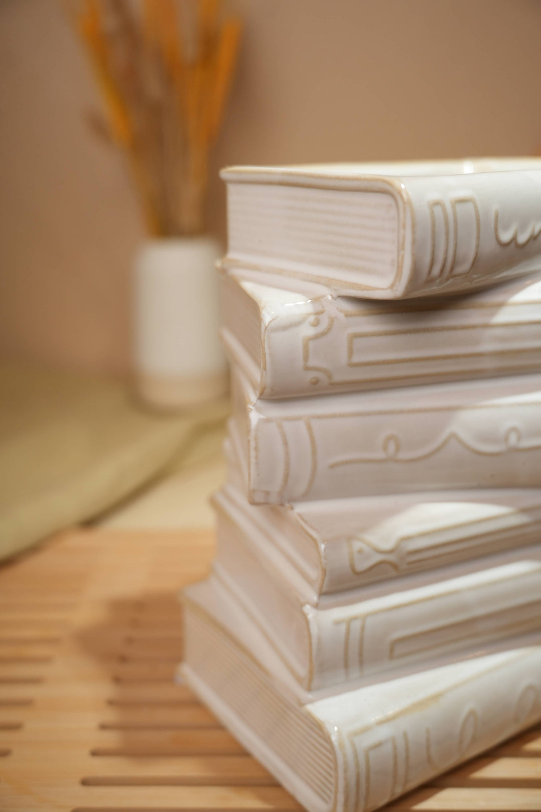 Stacked Books Ceramic Vase