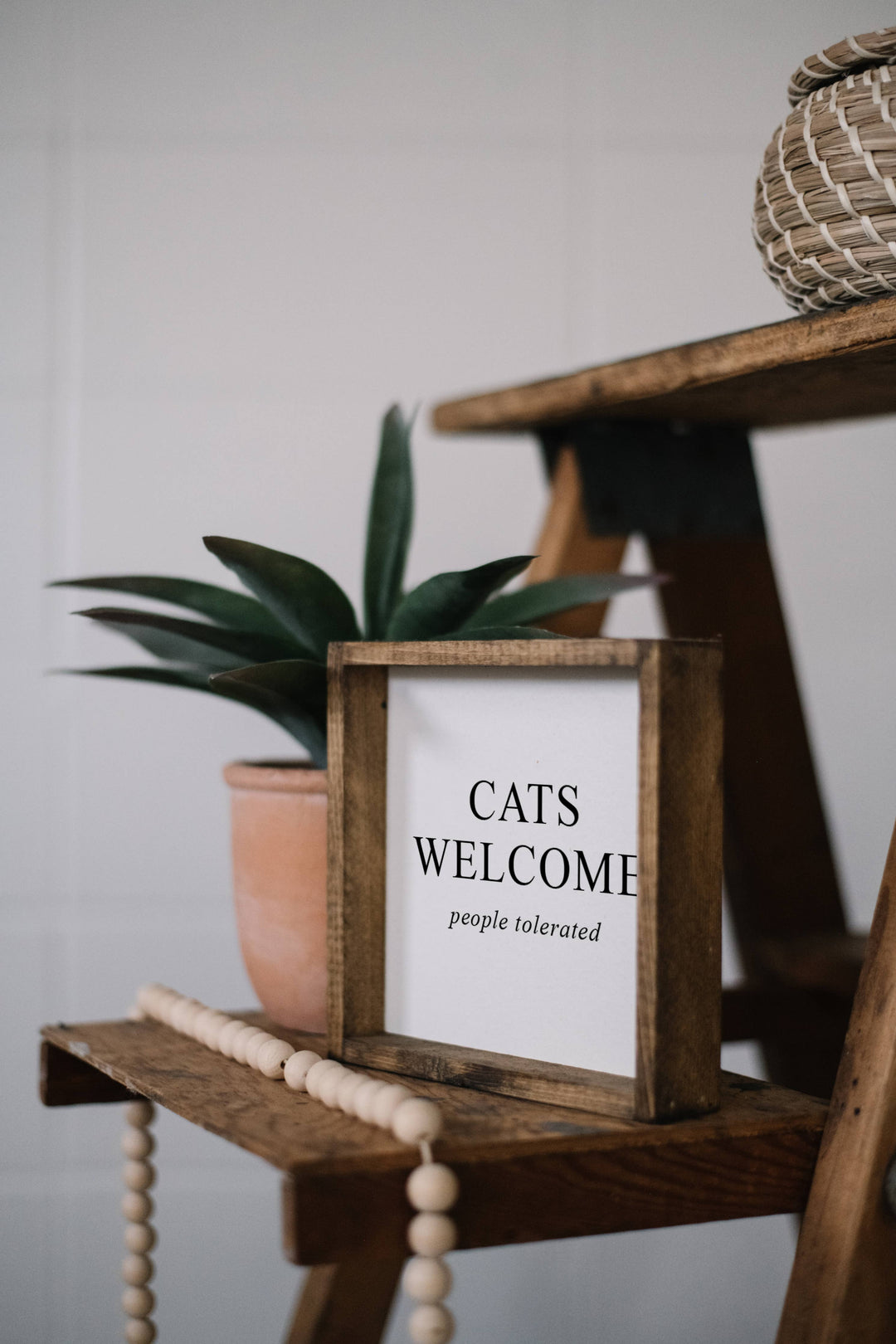 Cats Welcome (people tolerated) Sign White