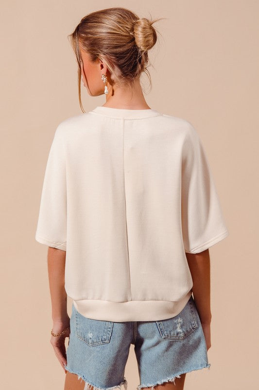 Asymmetric Knotted Hem Loose Top