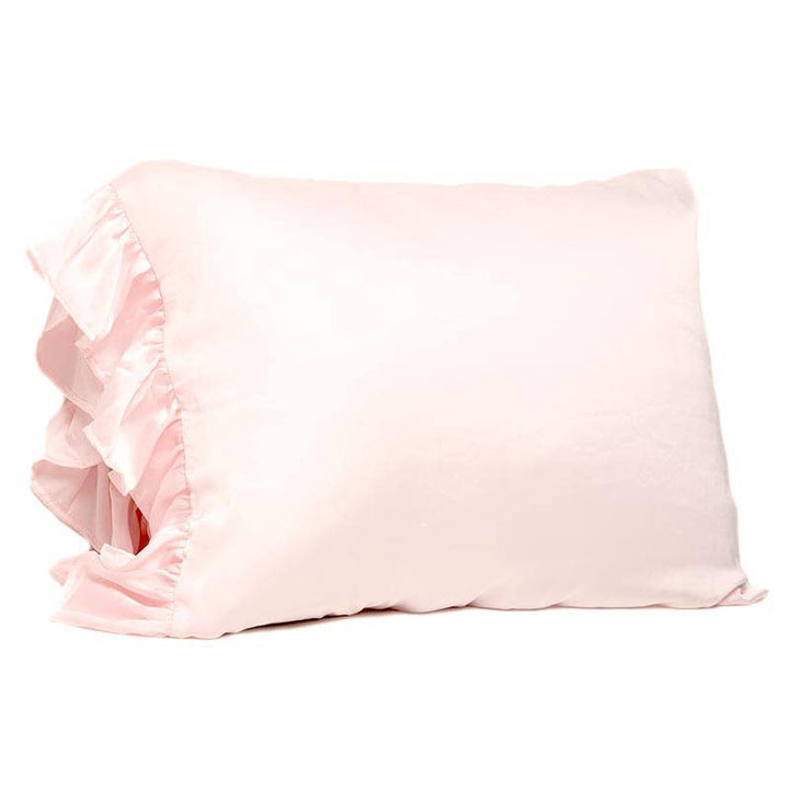 Silky Pillowcase w/Ruffle - Pink: King
