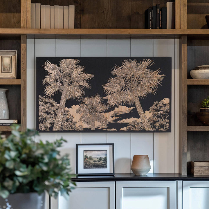 Palm Tree Canopies Engraved Illustration