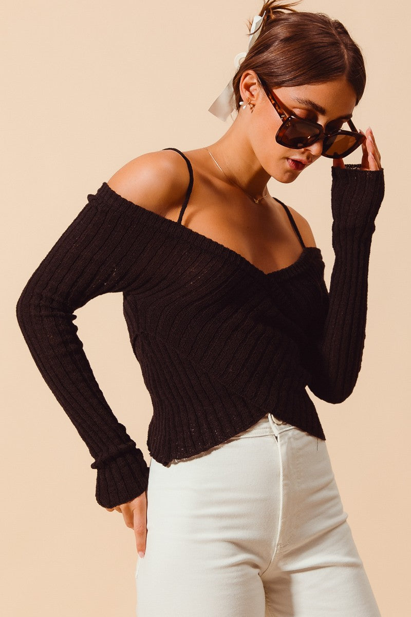 OFF THE SHOULDER SWEATER CROP