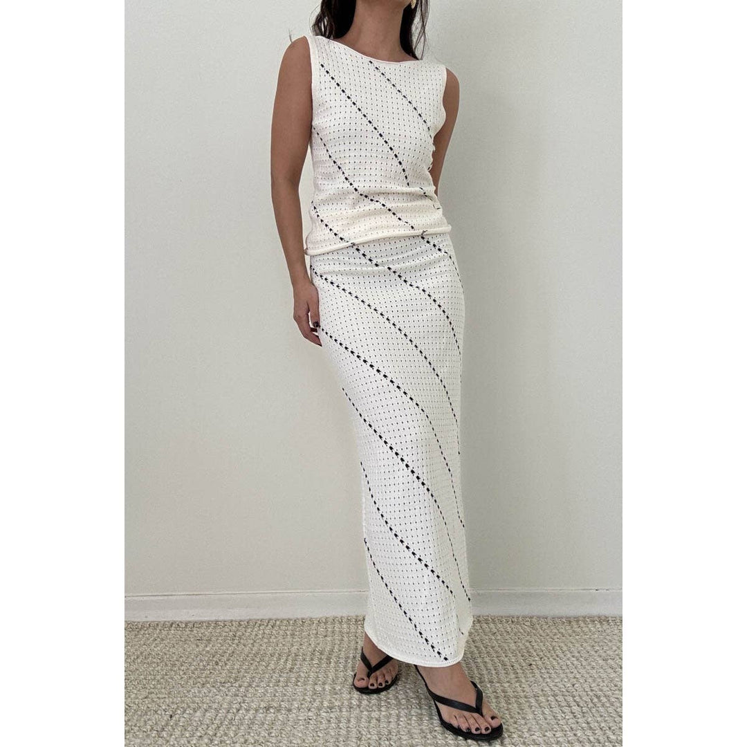 Crochet Knitted Top & Midi Skirt Set