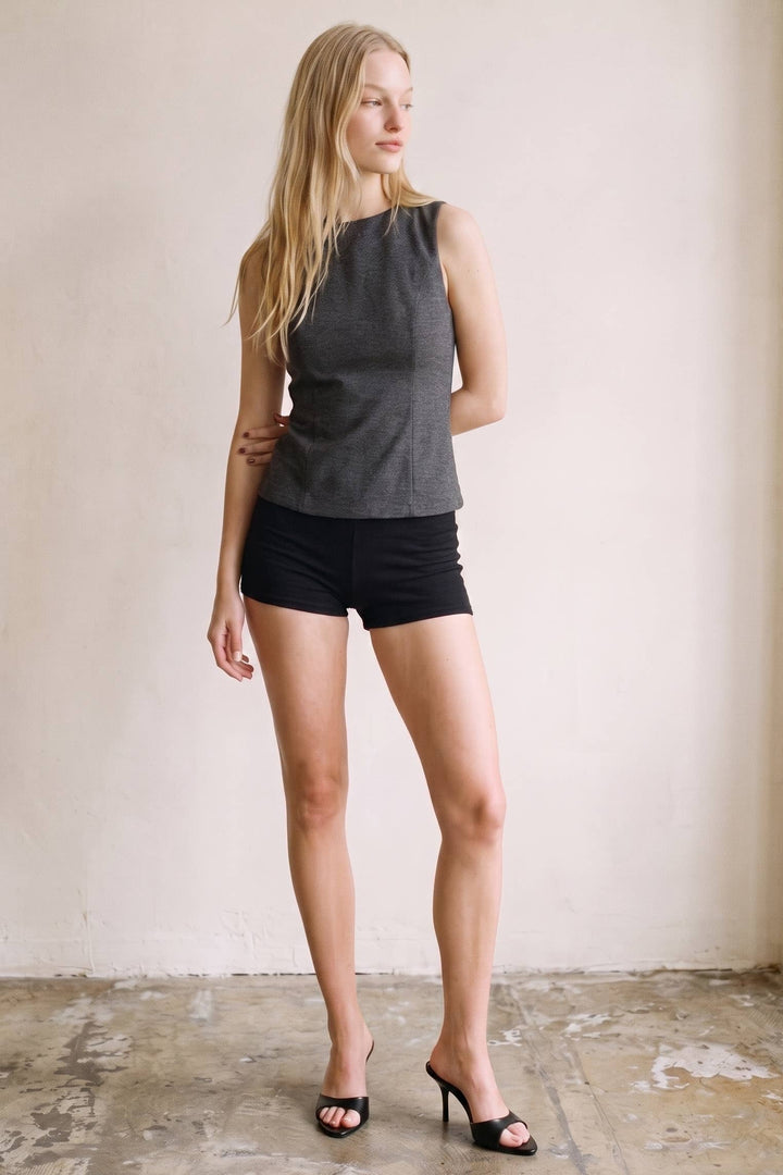 Stretch Knit Sleeveless Peplum Top