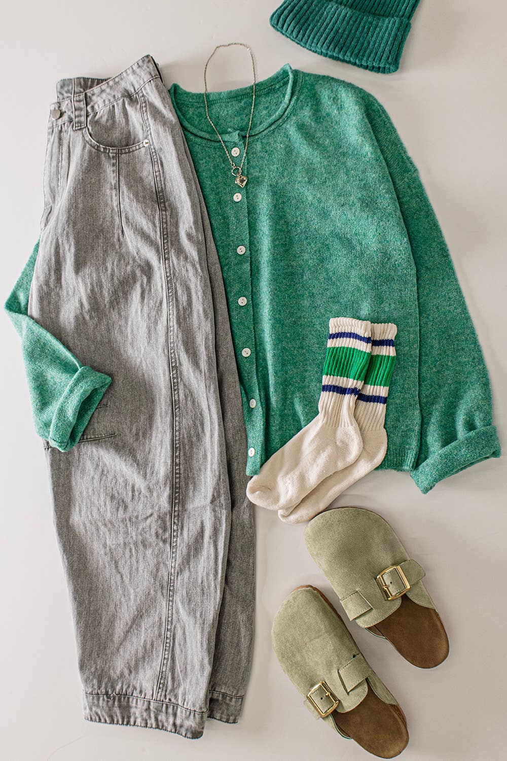 Washed Denim Barrel Pants
