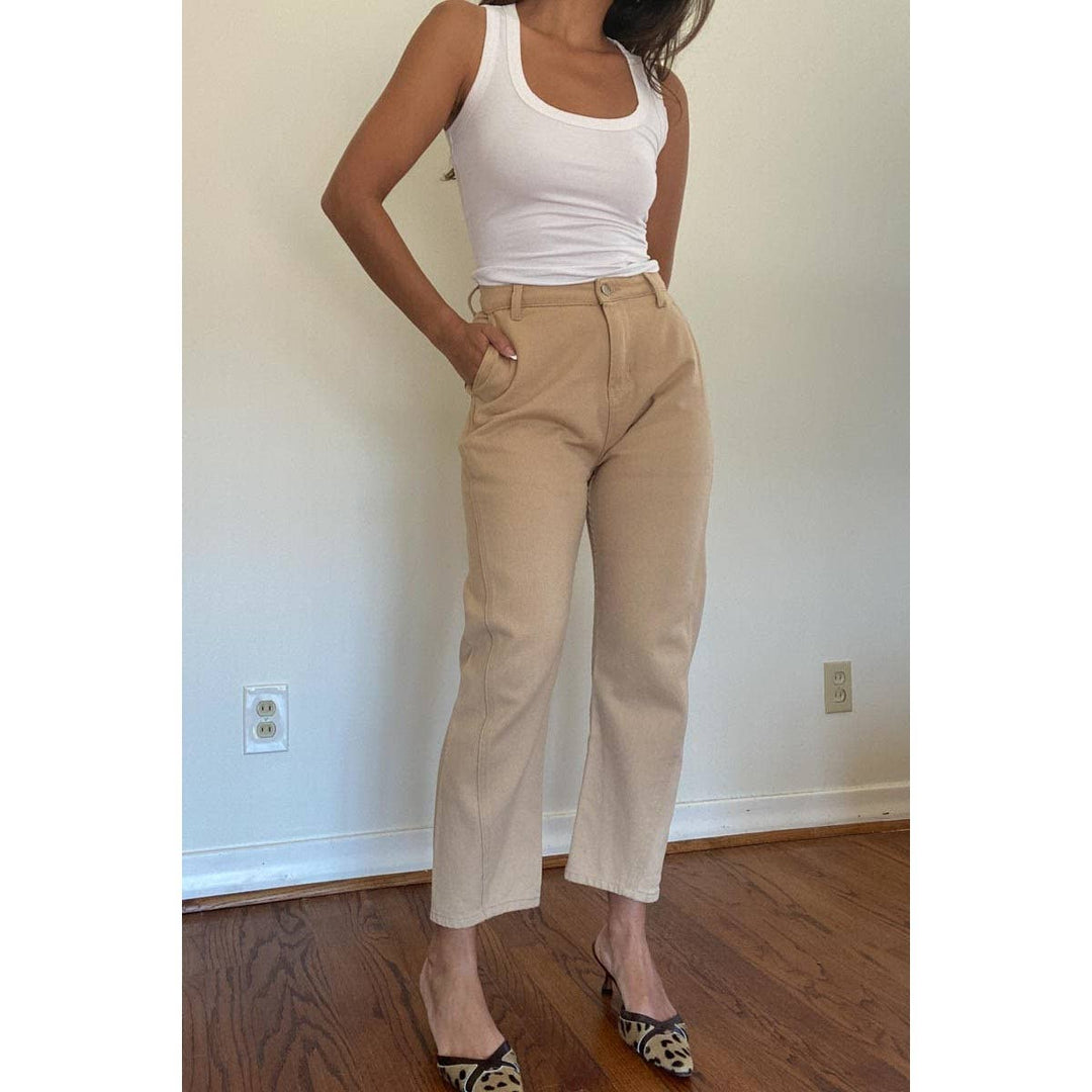 CASUAL HIGH-WAISTED CROPPED PANTS