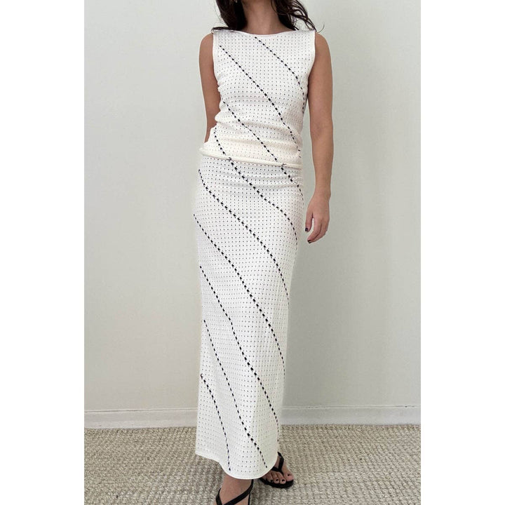 Crochet Knitted Top & Midi Skirt Set