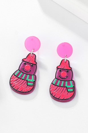 Snow Man Drop Earrings