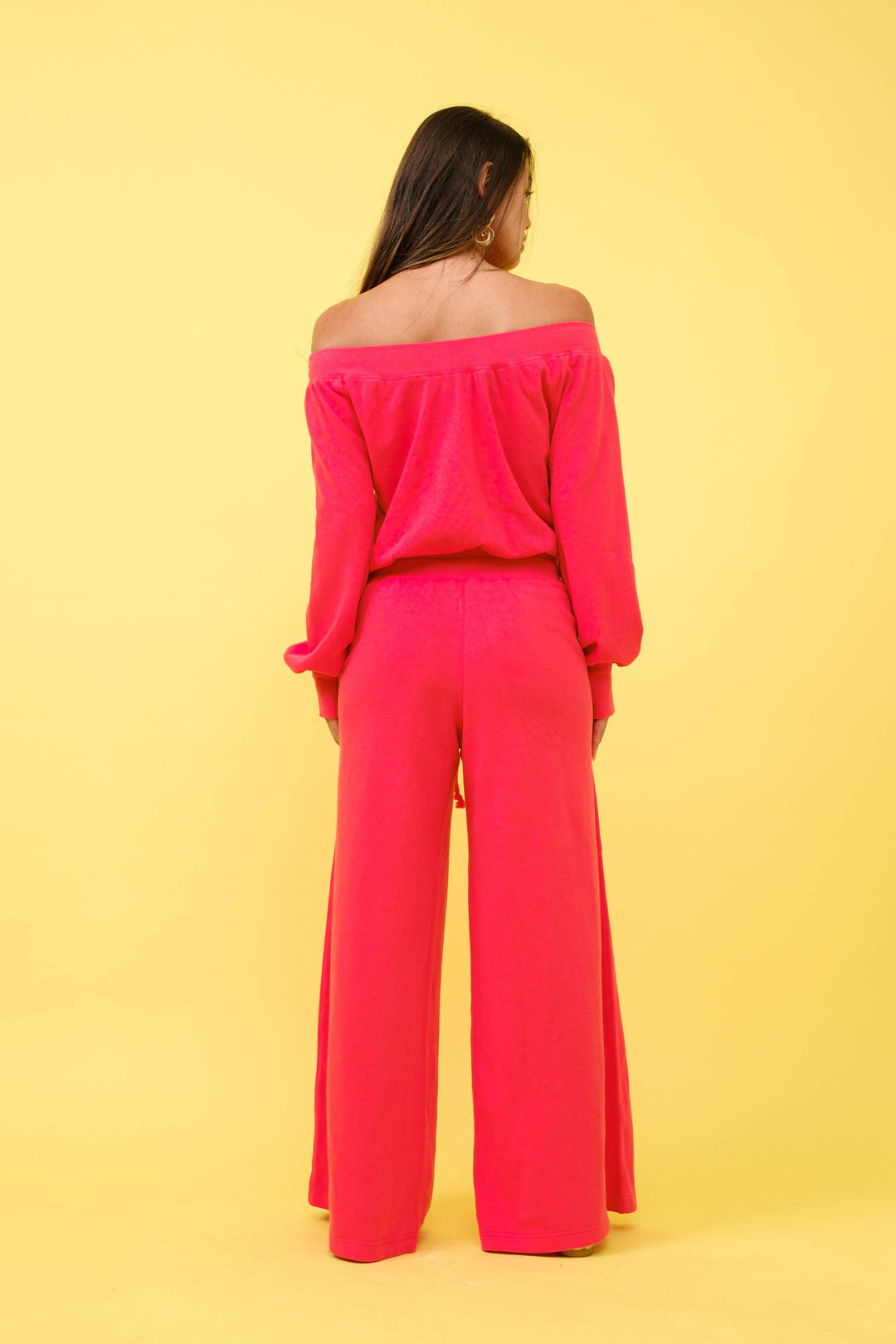 FRENCH TERRY OFF SHOULDER JUMPSUIT